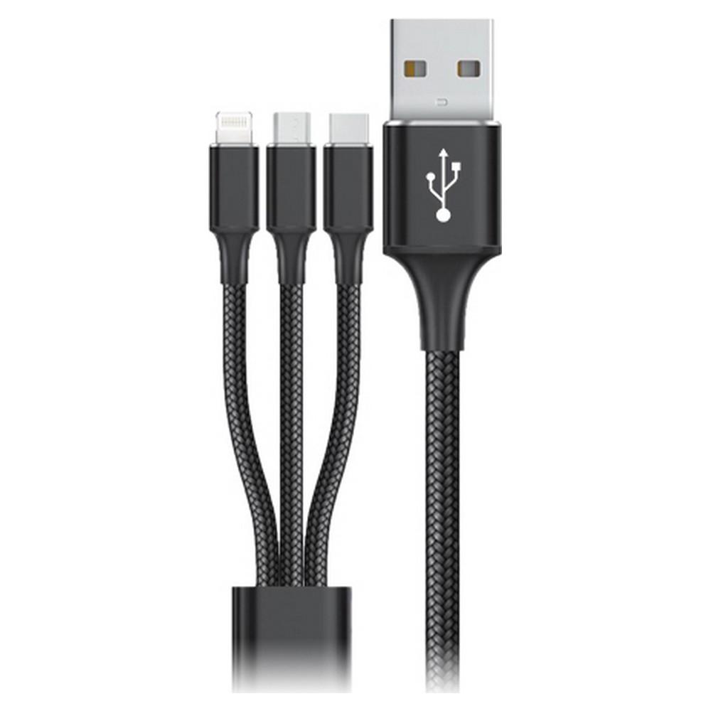 USB-kabel til Micro USB, USB-C og Lightning - 1,2 m