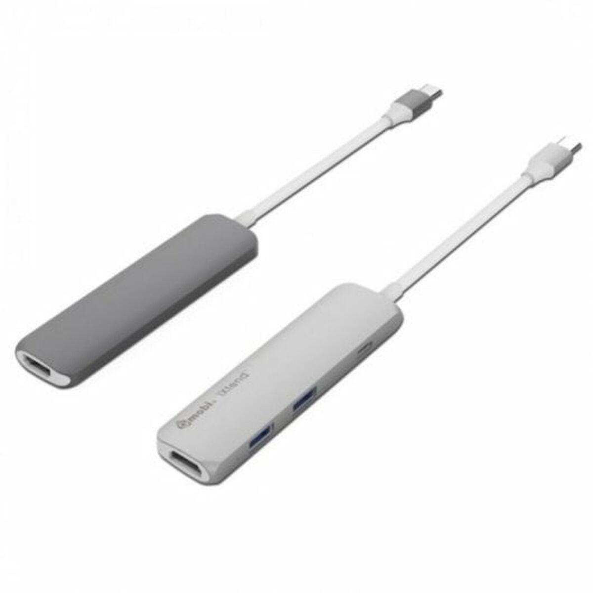 USB Hub Silver HT 17123 - Hvid/Grå Mørkegrå Tilbud!
