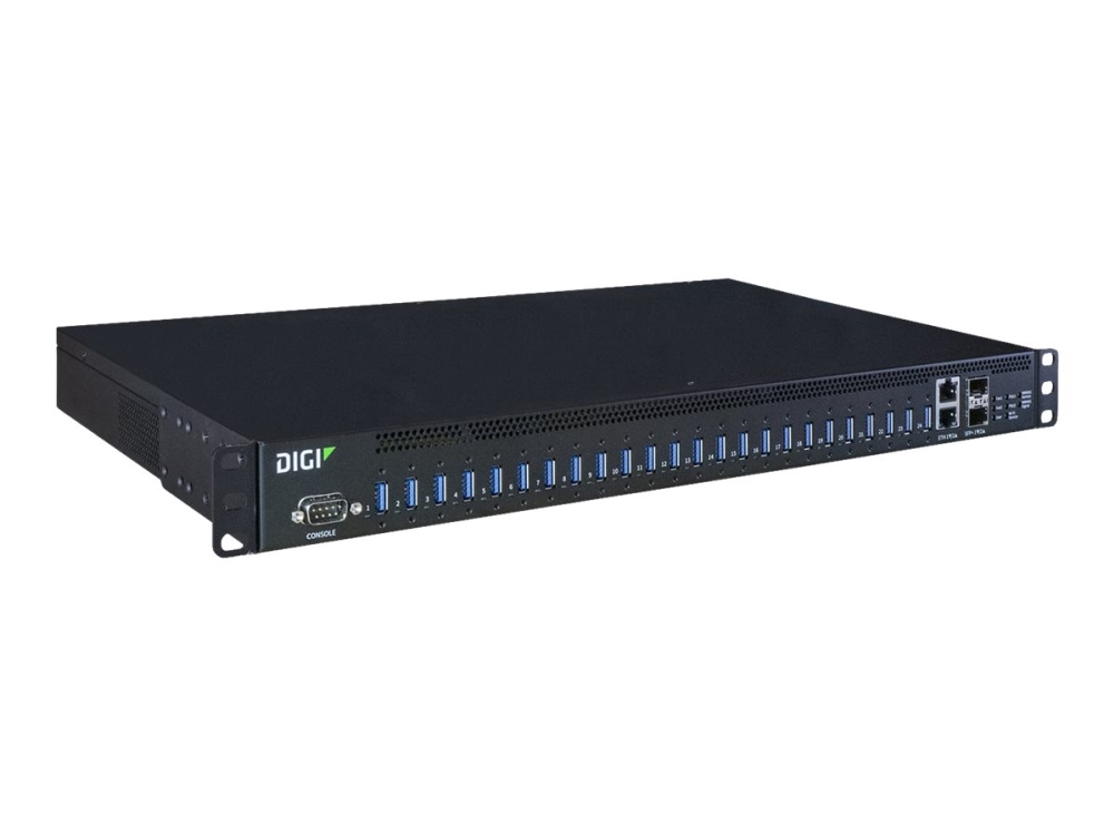 Digi Anywhereusb 24 Plus   Hub   Administreret   24 X Usb 3.1 Gen 1 + 2 X 1 Gigabit   10 Gigabit Sfp+   Monterbar På Stativ   Ac 100   240 V fra Digi International