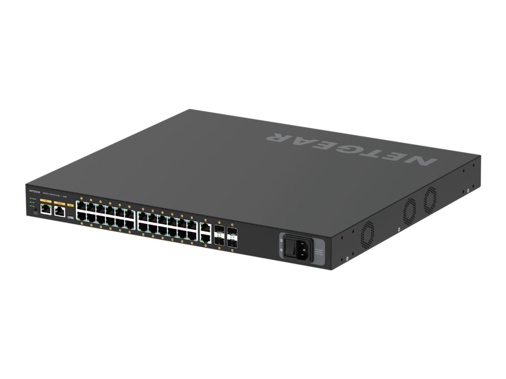 Av Line M4250 26g4xf Poe+   Switch   L3   Administreret   24 X 10 100 1000 (poe+) + 2 X 10 100 1000 + 4 X 1 Gigabit   10 Gigabit Sfp+   Side fra Netgear