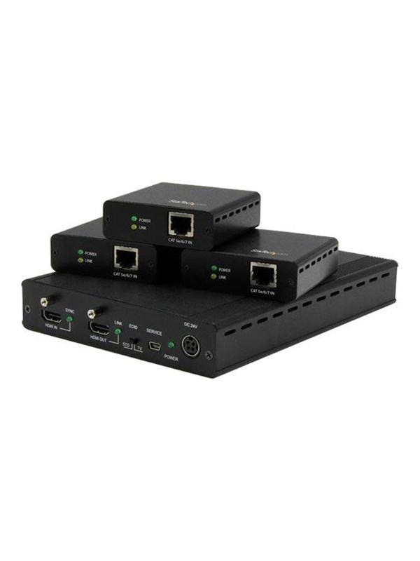 3 Port Hdbaset Extender Kit W  Receivers   Hdmi Over Cat5   4k   Video Audio Extender fra Startech.com
