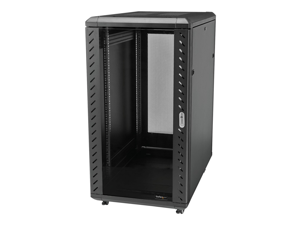 32u 19" Server Rack Cabinet, Adjustable Depth 6 32 Inch, Lockable 4 Post Network Data Av Equipment Rack Enclosure W  Glass Door & Caster fra Startech.com