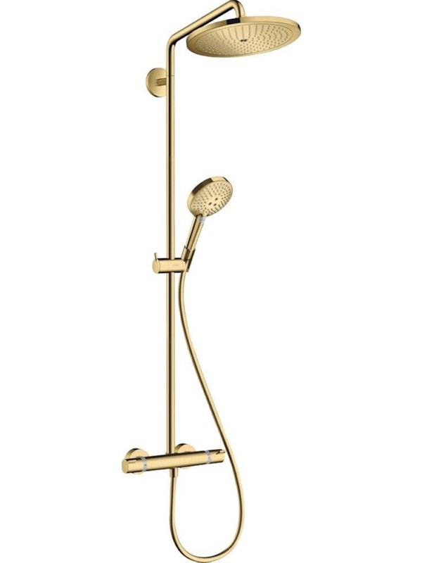 Croma Select S Showerpipe 280 1jet Med Termostat Og Håndbruser Raindance Select S 120 3jet, Poleret Guld Optik fra Hansgrohe