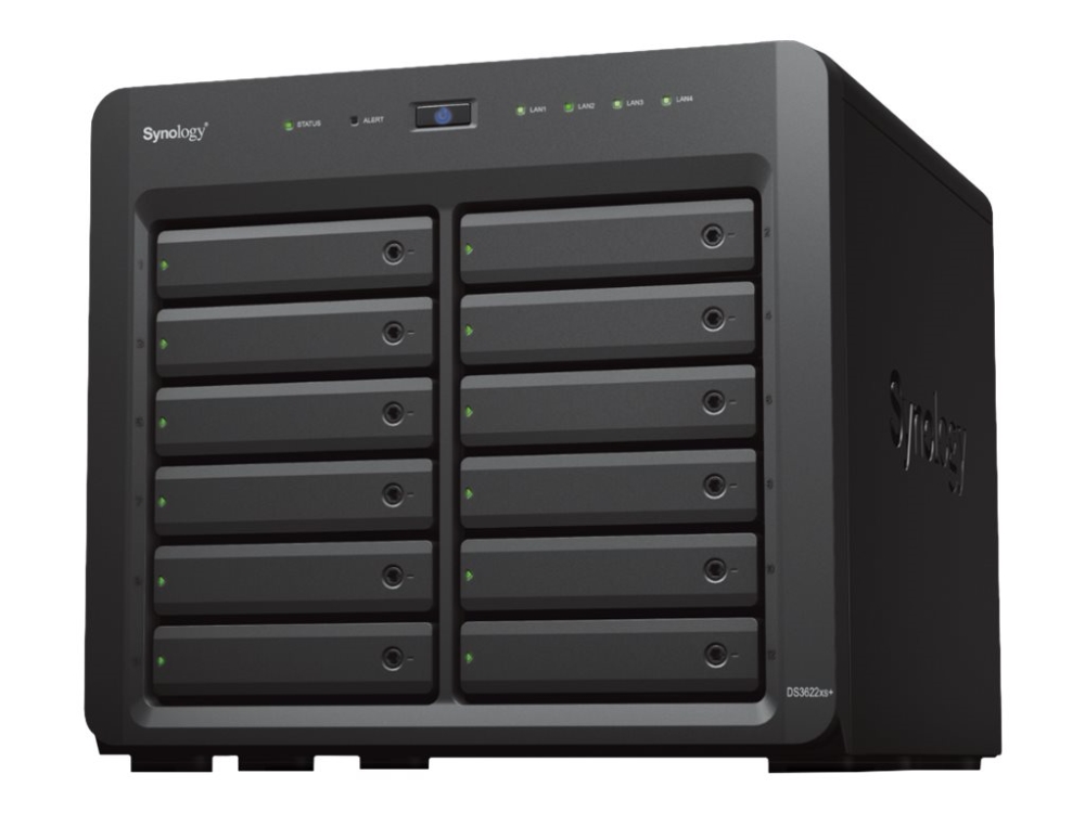 Disk Station Ds3622xs+   Nas Server   12 Bays   Sata 6gb S   Raid 0, 1, 5, 6, 10, Jbod, Raid F1   Ram 16 Gb   Gigabit Ethernet   10 Gigabit fra Synology