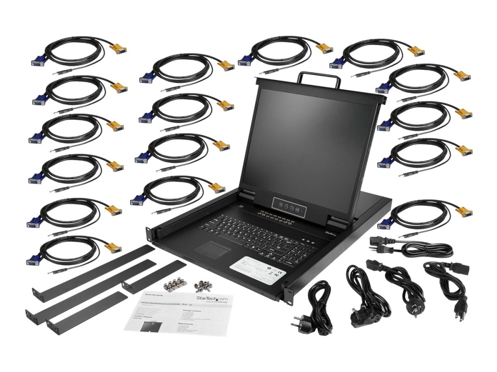 16 Port Rackmount Kvm Console With 6ft Cables, Integrated Kvm Switch With 19" Lcd Monitor, Fully Featured 1u Lcd Kvm Drawer  Osd Kvm, Du fra Startech.com