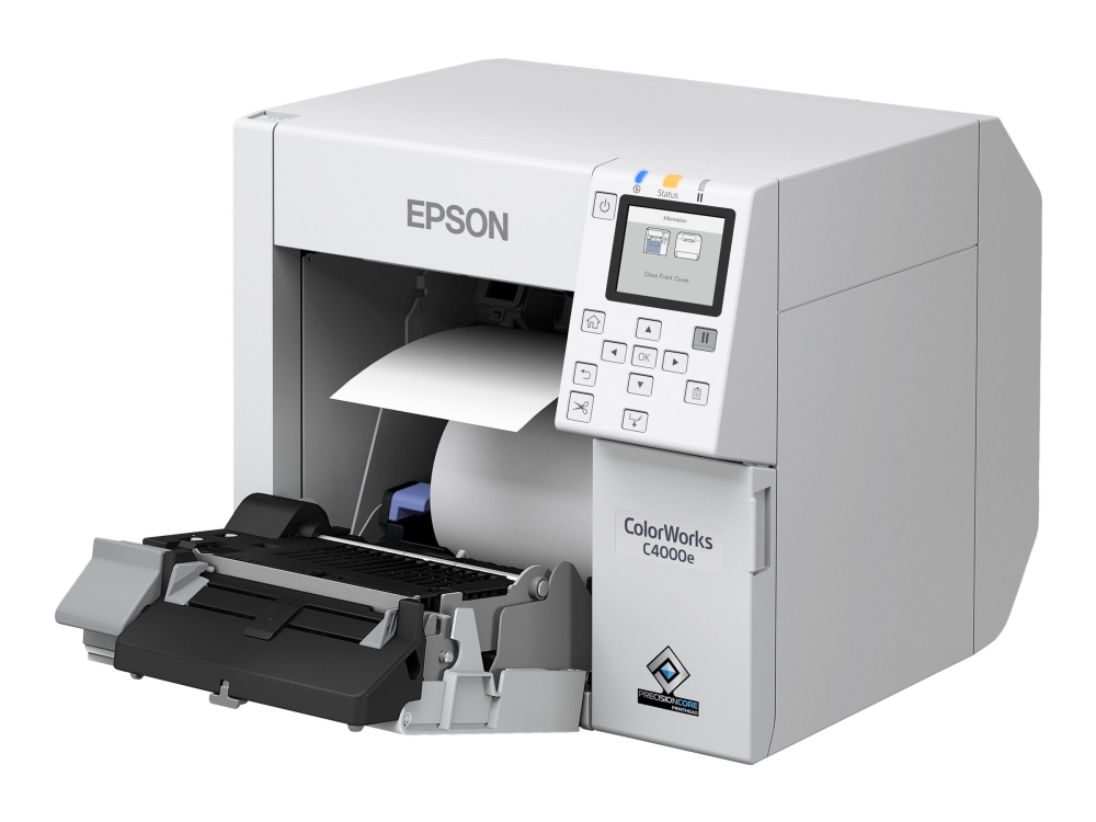 Colorworks Cw C4000e (bk)   Etiketprinter   Farve   Blækprinter   Rulle (10,2 Cm)   1200 X 1200 Dpi   Op Til 100 Mm Sek. (mono)   Op Til 100 Mm fra Epson