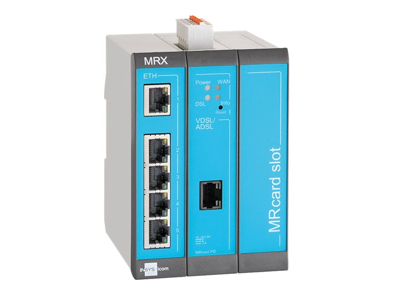 Icom Mrx Mrx3 Dsl   Annex B   Router   Dsl Modem 5 Port Switch   Din Monterbar På Skinne fra Insys