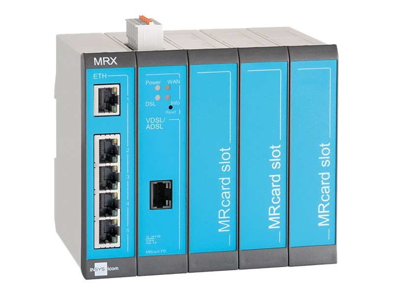 Icom Mrx Mrx5 Dsl   Annex B   Router   Dsl Modem 5 Port Switch   Din Monterbar På Skinne fra Insys