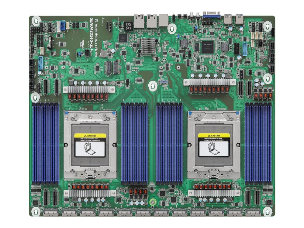 Industrial Genoa2d24g 2l+   Bundkort   Lga6096 Socket   2 Cpuer Understøttet   Usb 3.2 Gen 1   2 X Gigabit Lan   Onboard Grafik (cpu Påkrævet) fra Asrock