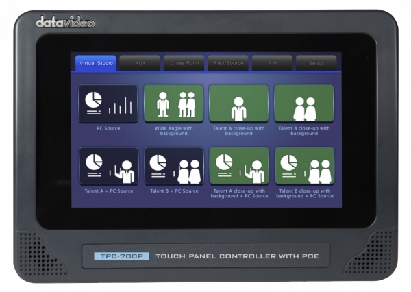 Tpc 700p, 17,8 Cm (7"), 800 X 480 Pixel, Sort, Berøring, Ieee 802.3af, Dc fra Datavideo
