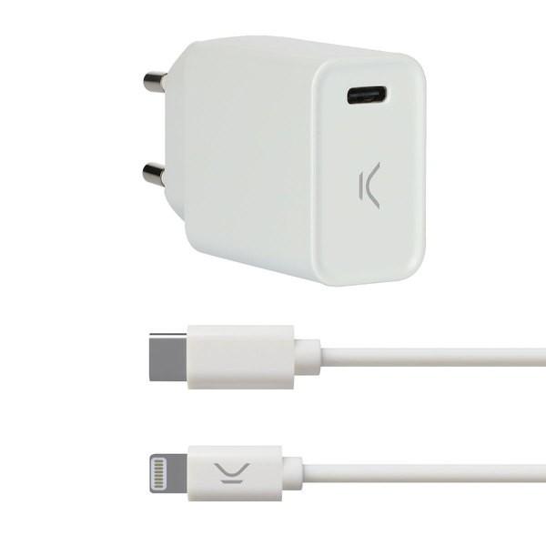 Usb Oplader Iphone   Apple Compatible Hvid fra Ksix