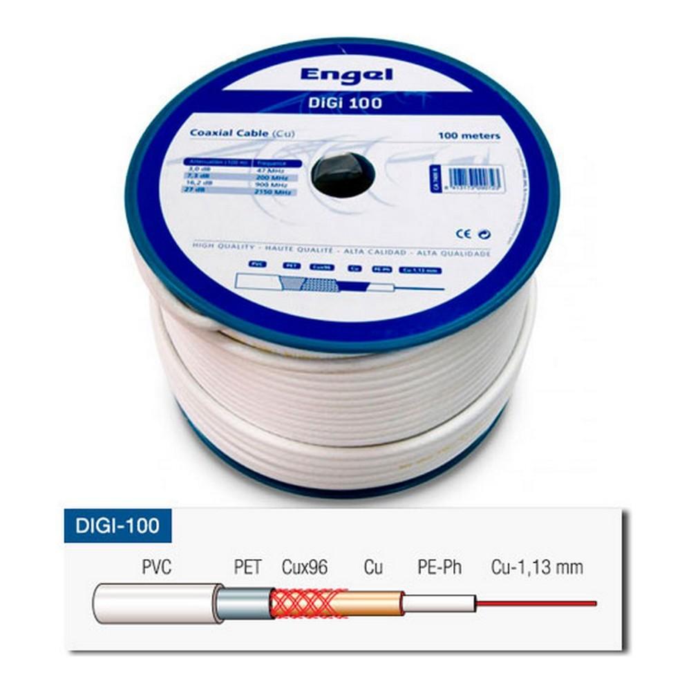 Coaxial Tv Antennekabel   Dobbelt 100 M Hvid fra Engel