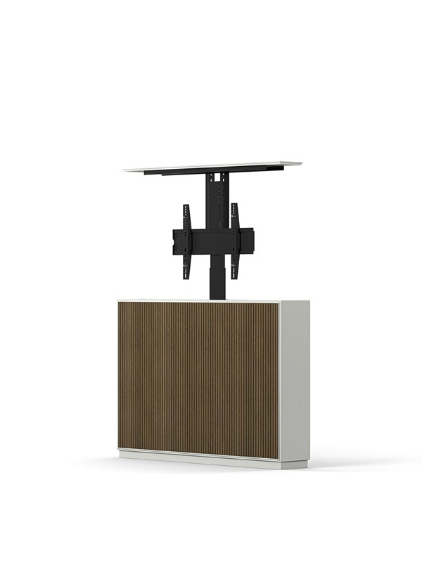 M Av Cabinet Tv Lift 55" Slimline White Walnut 50 Kg 55" 200   200 Mm fra Multibrackets