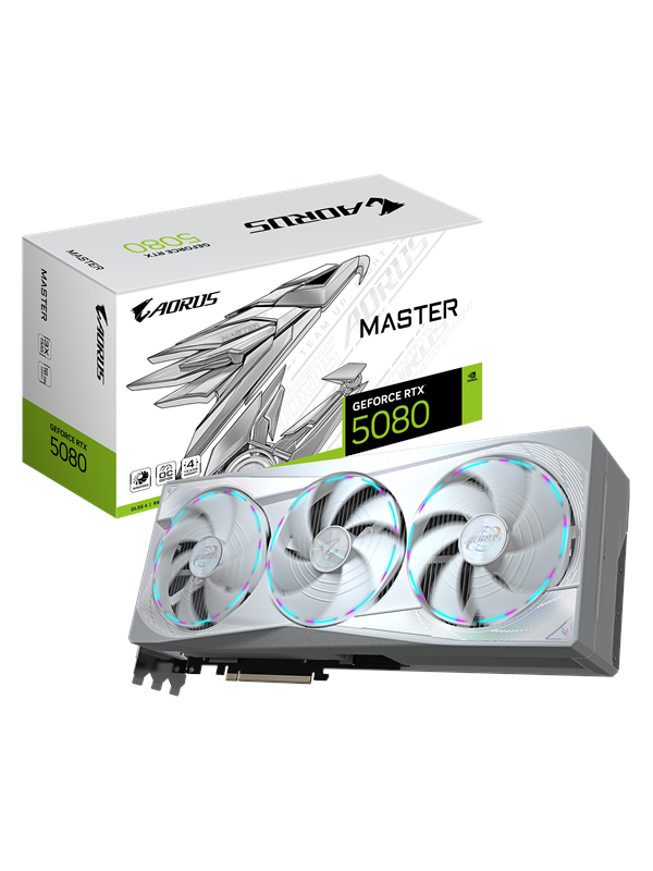 Geforce Rtx 5080 Aorus Master Ice   16gb Gddr7 Ram   Grafikkort fra Gigabyte