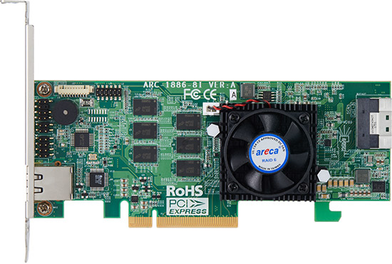 Arc 1886 8i, Pci Express 4.0, Pci Express X8, 0, 1, 3, 5, 6, 10, 30, 50, 60, Jbod, 12 Gbit Sek., 8000 Mb, Ddr4 fra Areca