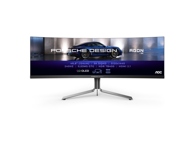 Porsche Pd49, 124,5 Cm (49"), 5120 X 1440 Pixel, Dqhd, Qd Ed, 0,03 Ms, Sort fra Aoc