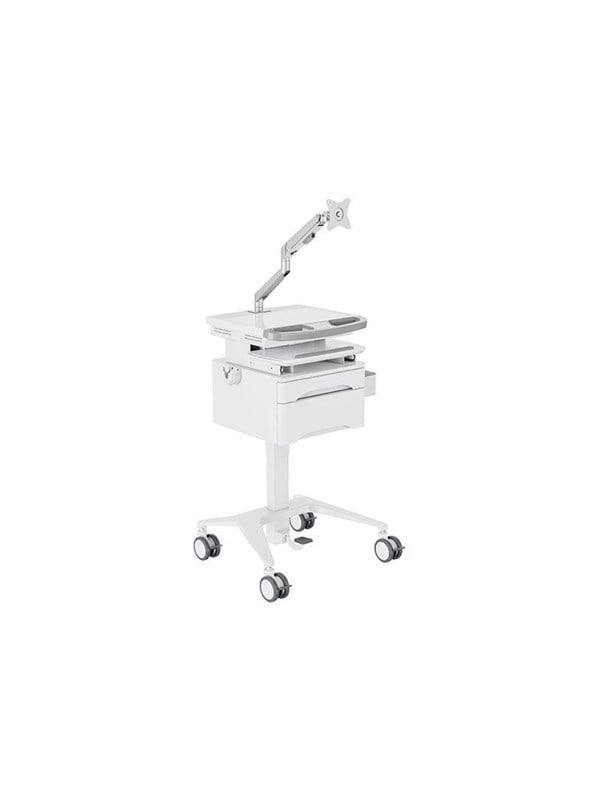 M Basic Cart   For Lcd Display   Keyboard   Mouse   Notebook   With Drawer Gas Lift Arm   White Silver 7.5 Kg 100 X 100 Mm fra Multibrackets