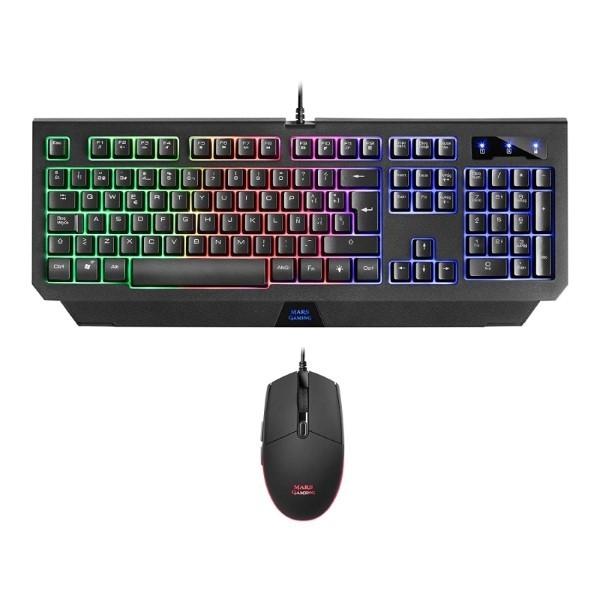 Gaming Tastatur Og  Mus   Mcp100es Rgb Usb Sort (spansk) fra Mars Gaming