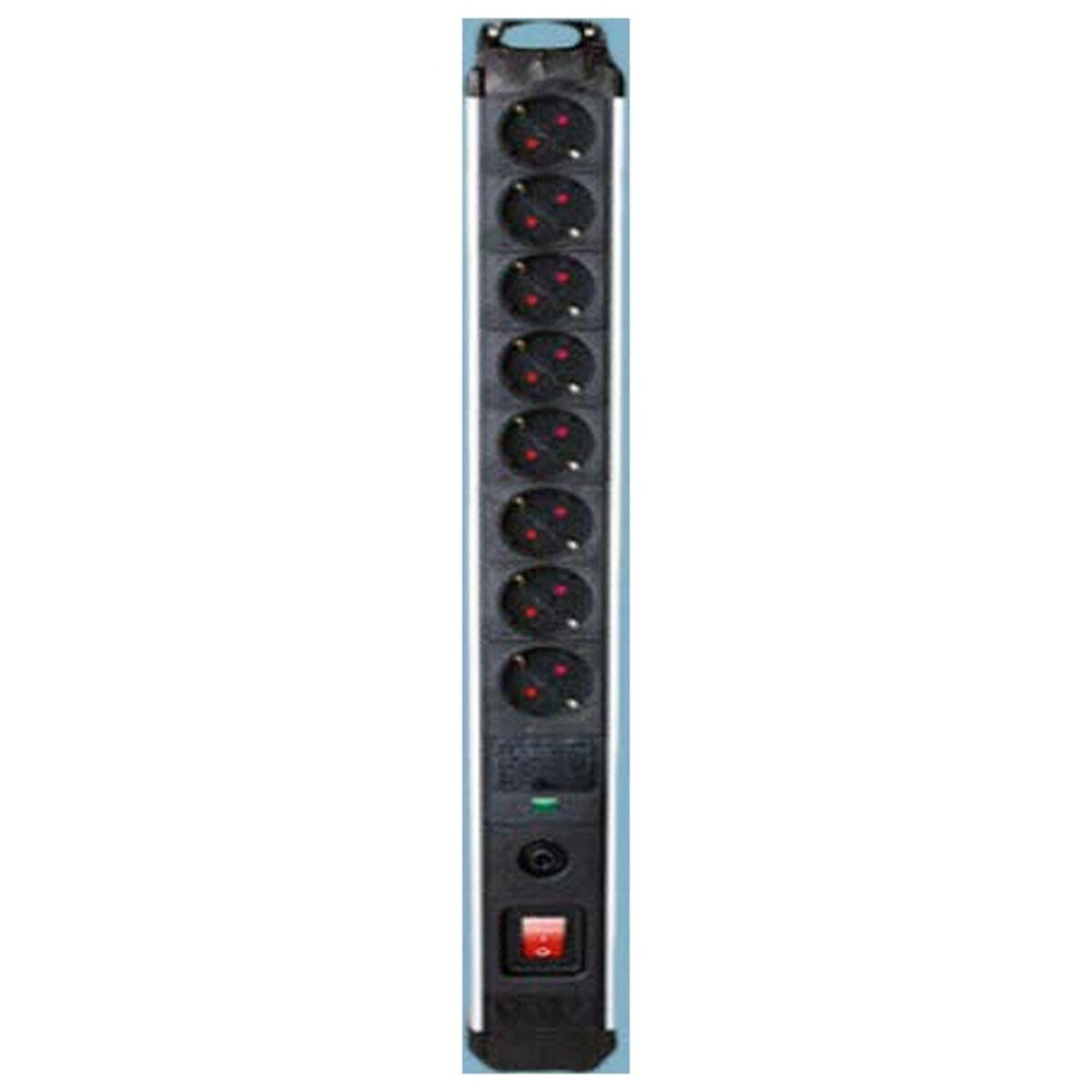 Stikdåse   8 Udtag Med Kontakt   49648 3680w Sort fra Silver Electronics