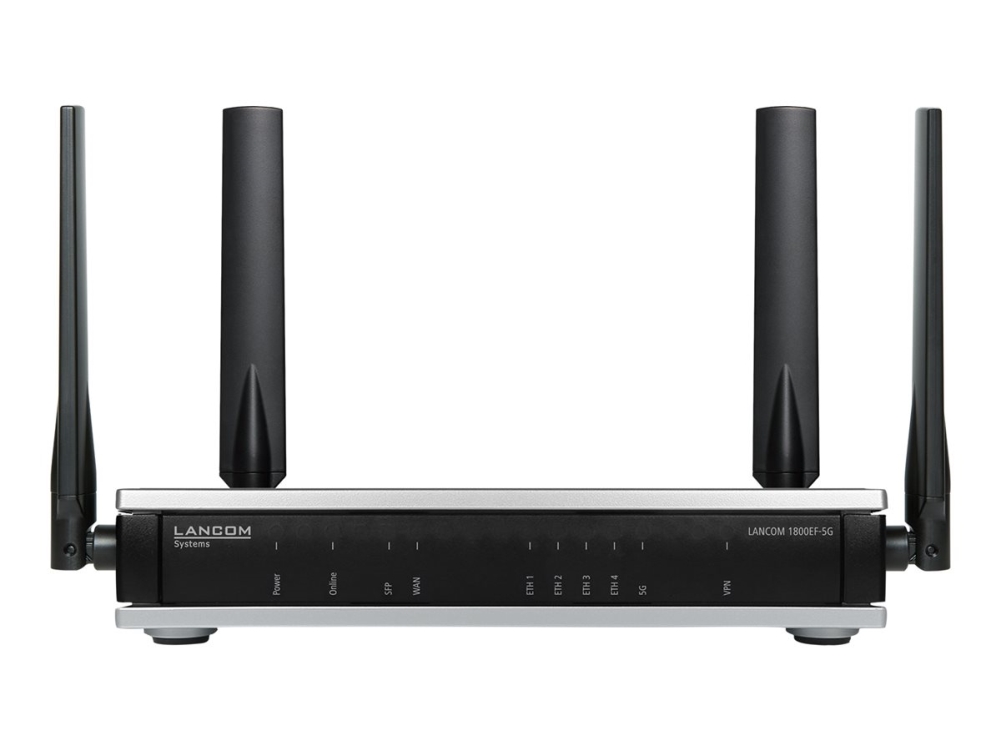Lancom 1800ef 5g   Sd Wan Gateway   Med 5g, Fiber Og Ethernet   5 Porte   1gbe, 5g, Lte, Umts, Hspa   5g, 4g, 3g   Umts B1 B2 B4 B5 B8 B19  Lte B1 B2 fra Lancom Systems
