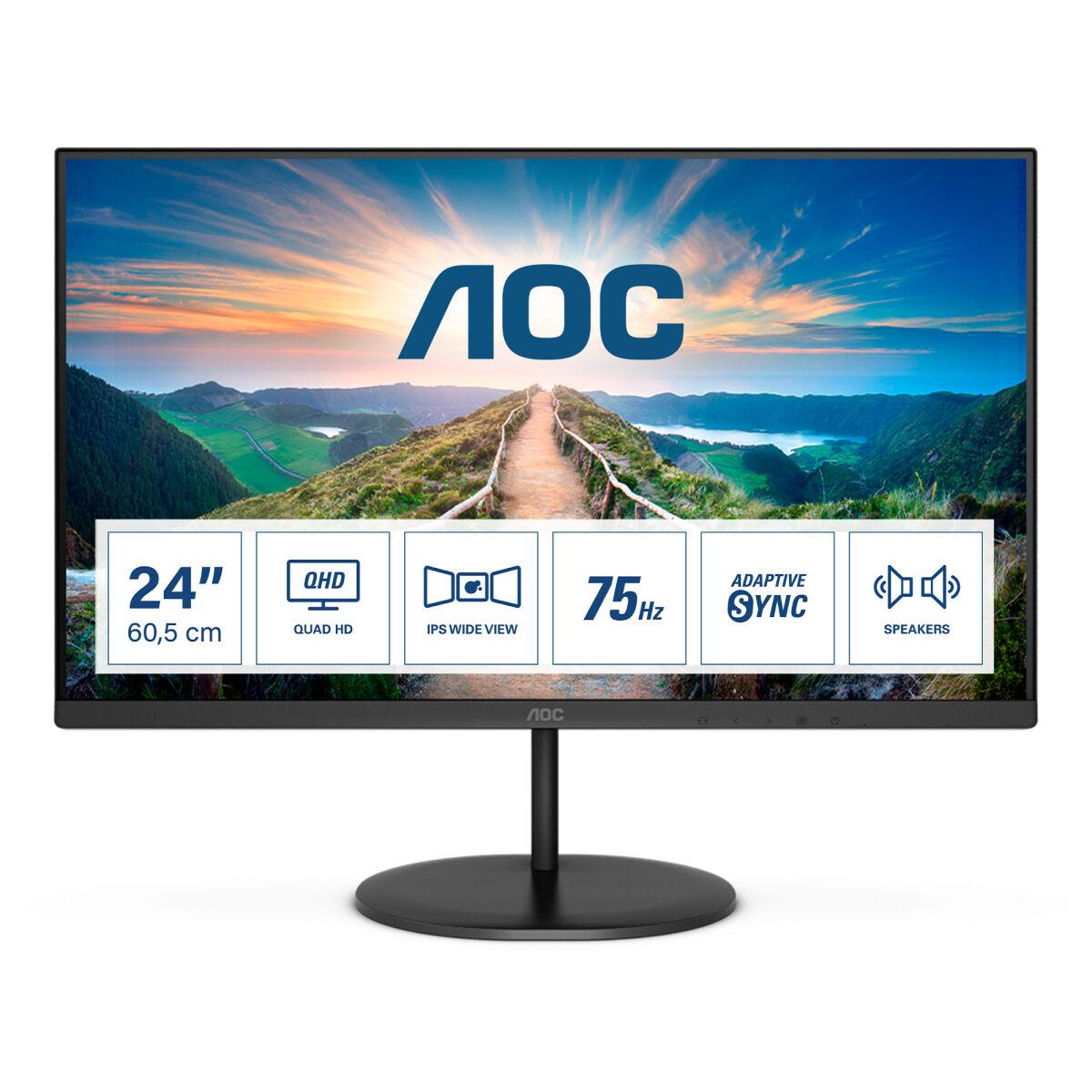 Skærm   Q24v4ea Ips Led 23,8" Lcd Flicker Free fra Aoc