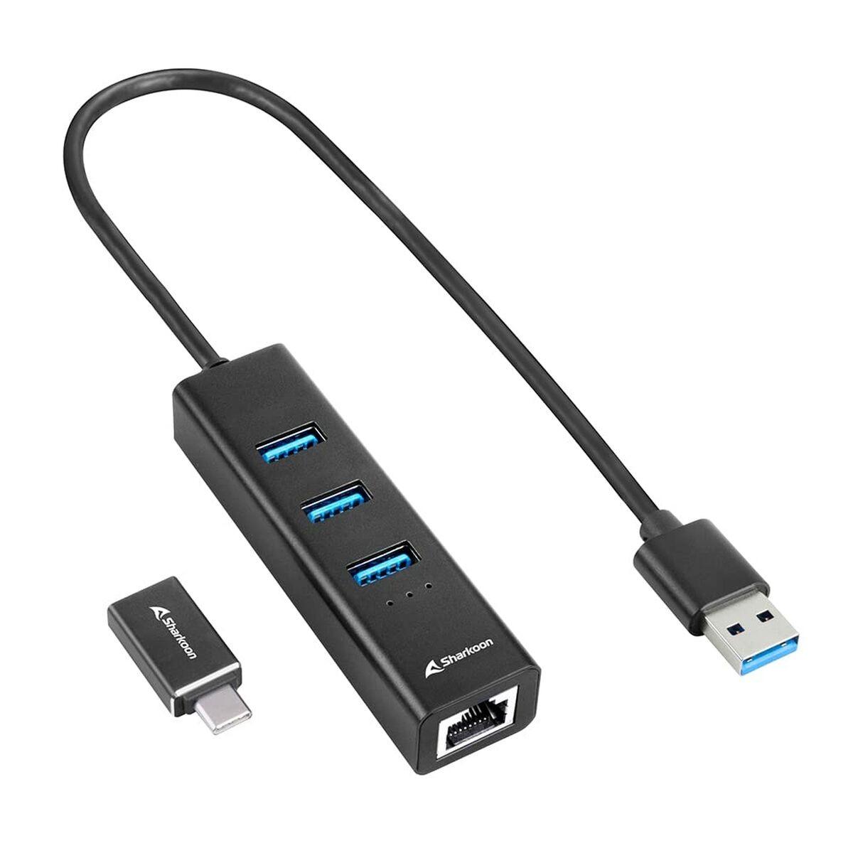 4 Port Usb Hub   Sort fra Sharkoon