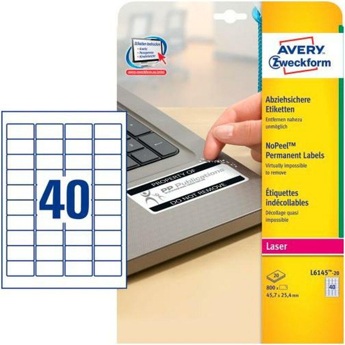 Printer Labels   Hvid 20 Ark 45,7 X 25,4 Mm fra Avery