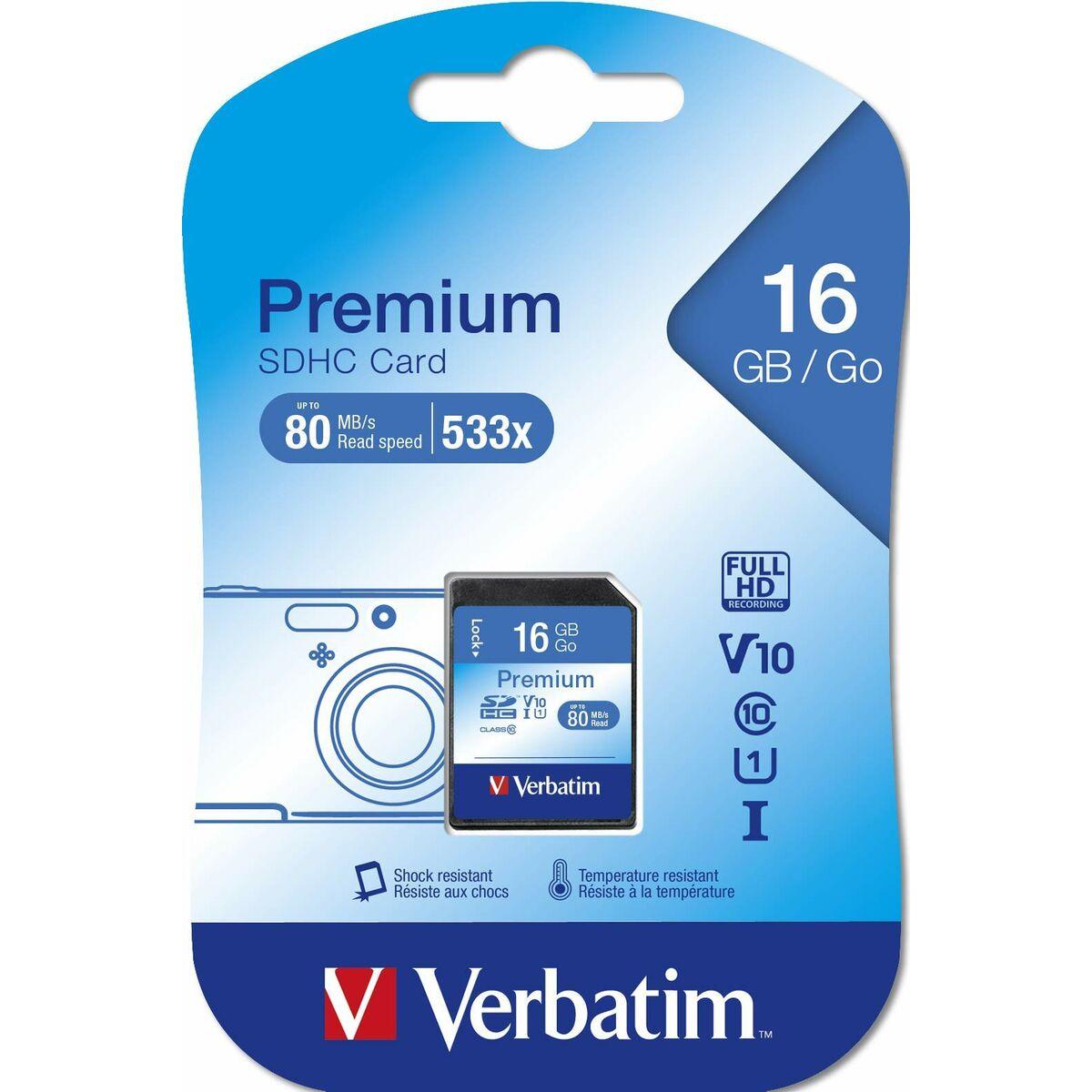 Sd Hukommelseskort   Premium Sdhc C10 U1 16 Gb fra Verbatim