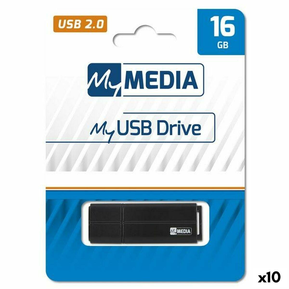 Usb Stik   Sort 16 Gb fra Mymedia