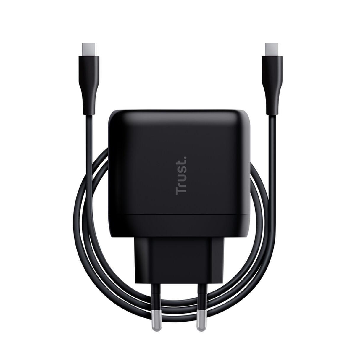 Vægoplader + Usb C Kabel   Maxo Sort 65 W fra Trust