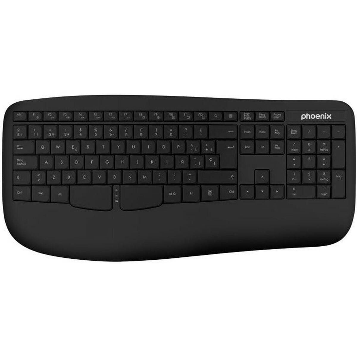 Trådløst Tastatur   K201 Sort Spansk Qwerty fra Phoenix