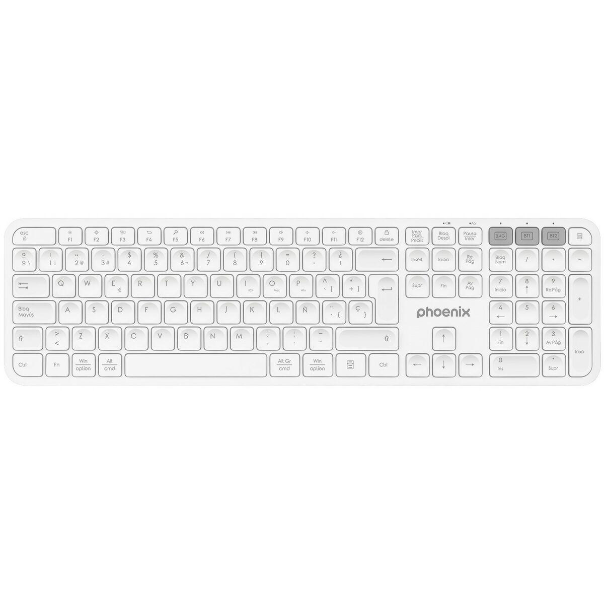 Bluetooth Tastatur   K300 Hvid Spansk Qwerty fra Phoenix