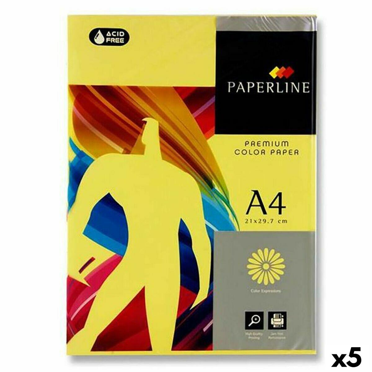 Printerpapir   Paperline Premium A4 80 G M² 500 Ark Gul (5 Enheder) fra Fabrisa