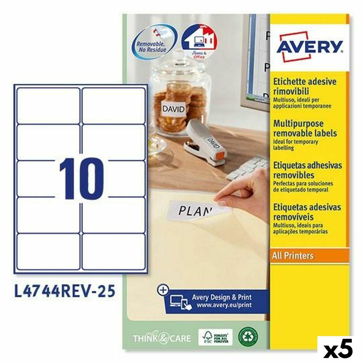 Printer Labels   L4744rev Hvid 25 Ark 96 X 50,8 Mm (5 Enheder) fra Avery