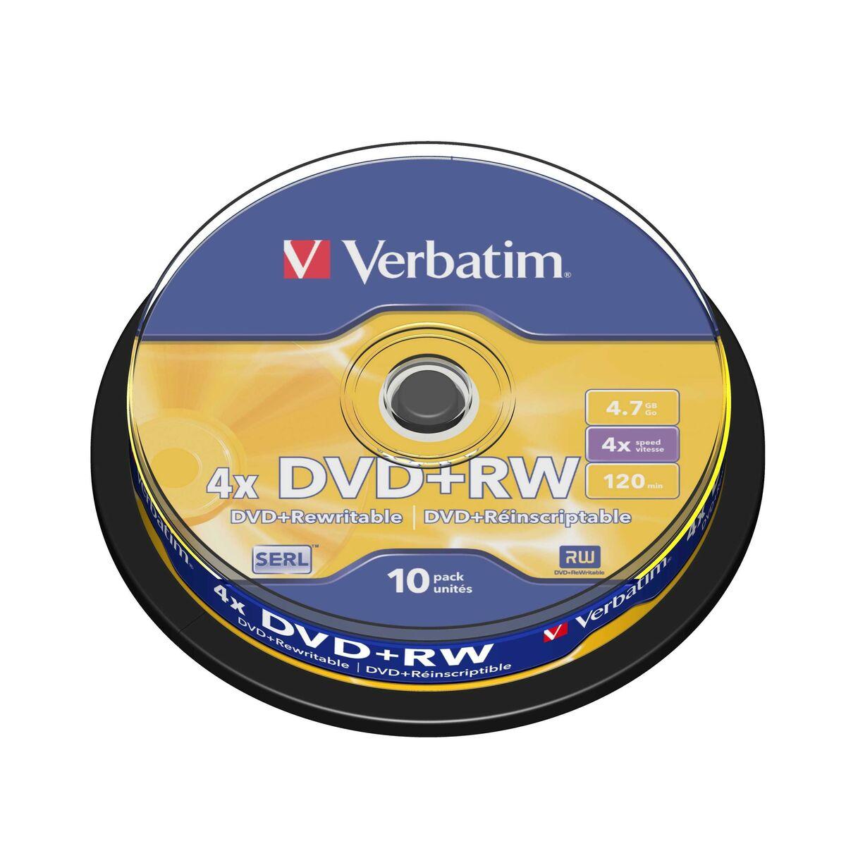 Dvd Rw   10 Enheder Sort 4,7 Gb 4x (10 Enheder) fra Verbatim
